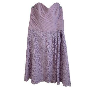 Davids Bridal Iris Lace Bridesmaid Dress Size 8 Lavender Strapless mini new 8305